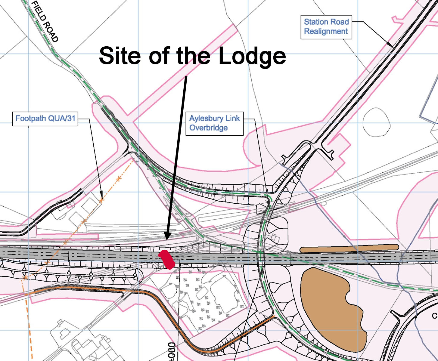 The route of HS2, obliterating the lodge.