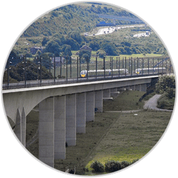 HS2 train on a viaduct