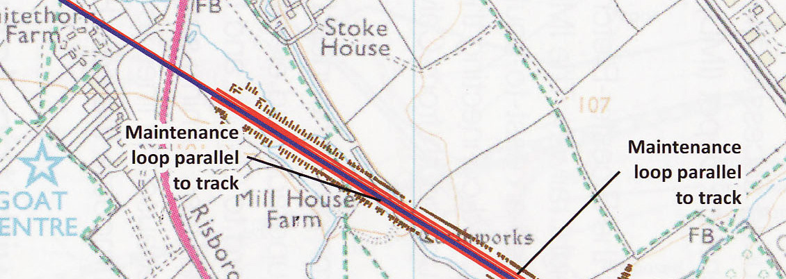 The line at Stoke Mandeville with maintenance sidings added