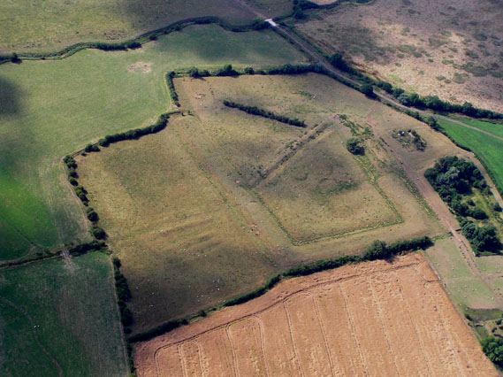 Aerial view of the earthworks which mark the site of Lady Lee's Tudor garden