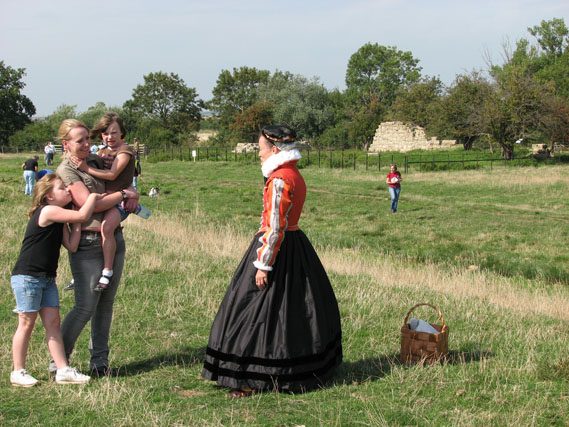 Lady Lee greeting visitors to the site of her Tudor gardens at Quarrendon