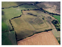 Aerial view of the earthworks which mark the site of Lady Lee's Tudor garden