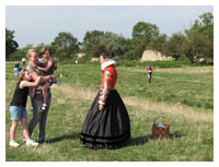 Lady Lee greeting visitors to the site of her Tudor gardens at Quarrendon