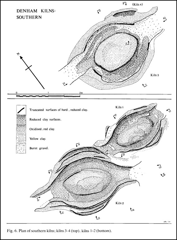 Plan of medieval pottery kilns excavated in advance of construction of the M40, Denham