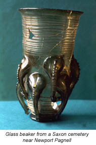 Glass beaker from a Saxon cemetery near Newport Pagnell