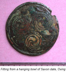 Fitting from a hanging bowl of Saxon date, Oving Fitting from a hanging bowl of Saxon date, Oving